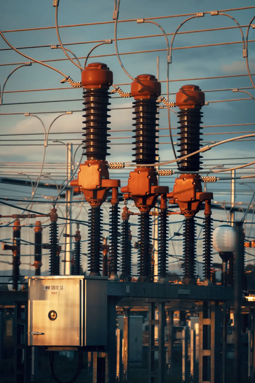 Hochspannungstransformatoren in einem Kraftwerk der Energietechnik