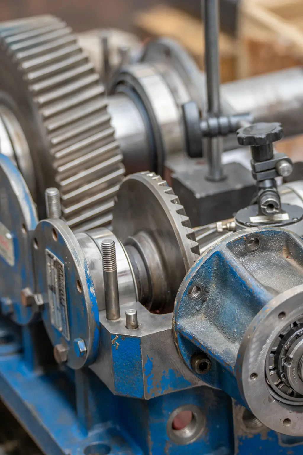 Offenes Getriebe einer Industriemaschine im Maschinenbau